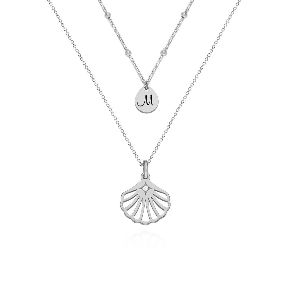 Ariel Muschel Initial Halskette mit Diamant - 925er Sterlingsilber-1 Ariel Muschel Initial Halskette mit Diamant - 925er Sterlingsilber-1 Produktfoto