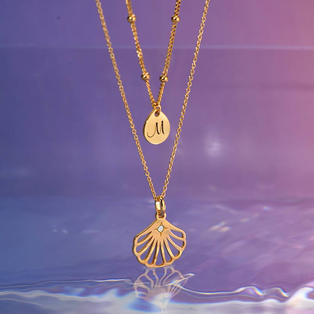 Ariel Muschel Initial Halskette mit Diamant - Gold-Vermeil-2 Ariel Muschel Initial Halskette mit Diamant - Gold-Vermeil-2 Produktfoto