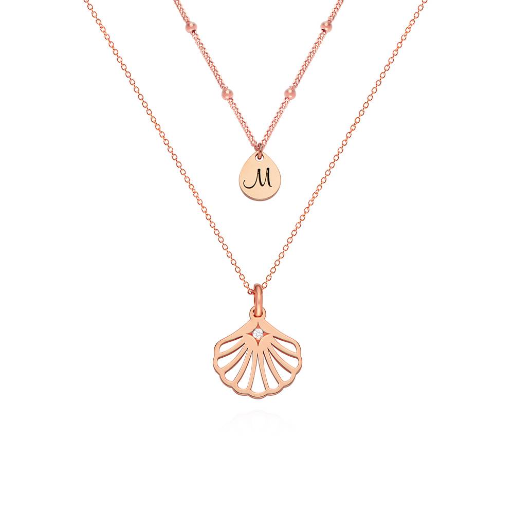 Ariel Muschel Initial Halskette mit Diamant - rosévergoldetes Sterlingsilber-4 Ariel Muschel Initial Halskette mit Diamant - rosévergoldetes Sterlingsilber-4 Produktfoto