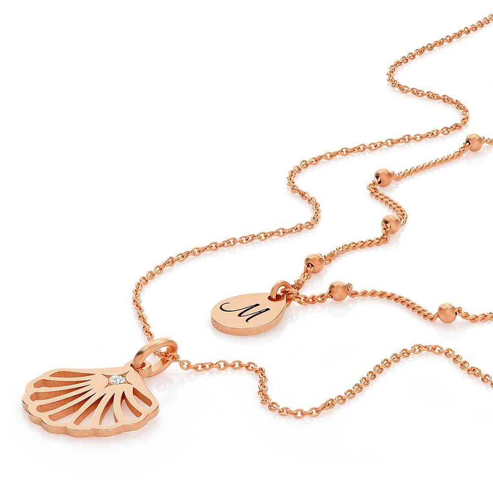 Ariel Muschel Initial Halskette mit Diamant - rosévergoldetes Sterlingsilber-2 Ariel Muschel Initial Halskette mit Diamant - rosévergoldetes Sterlingsilber-2 Produktfoto
