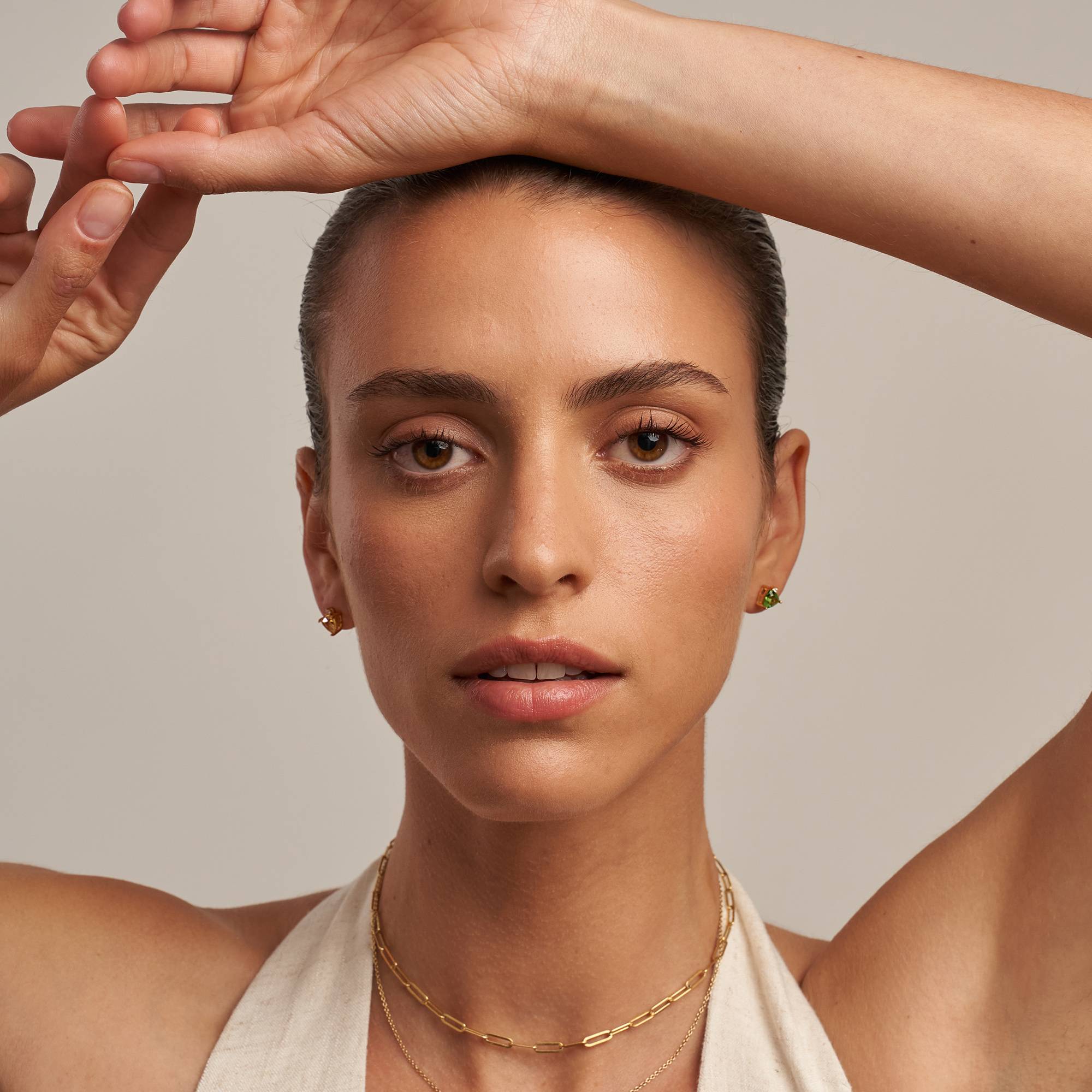 Aurora Geburtsstein-Ohrstecker - vergoldetes Sterlingsilber-3 Produktfoto