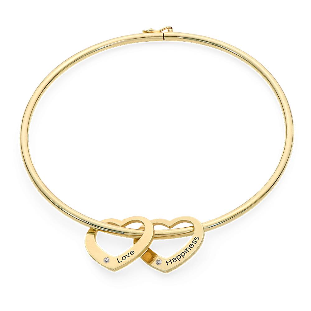 Chelsea Armreif mit Herz-Charms und Diamanten - Vergoldet-2 Produktfoto