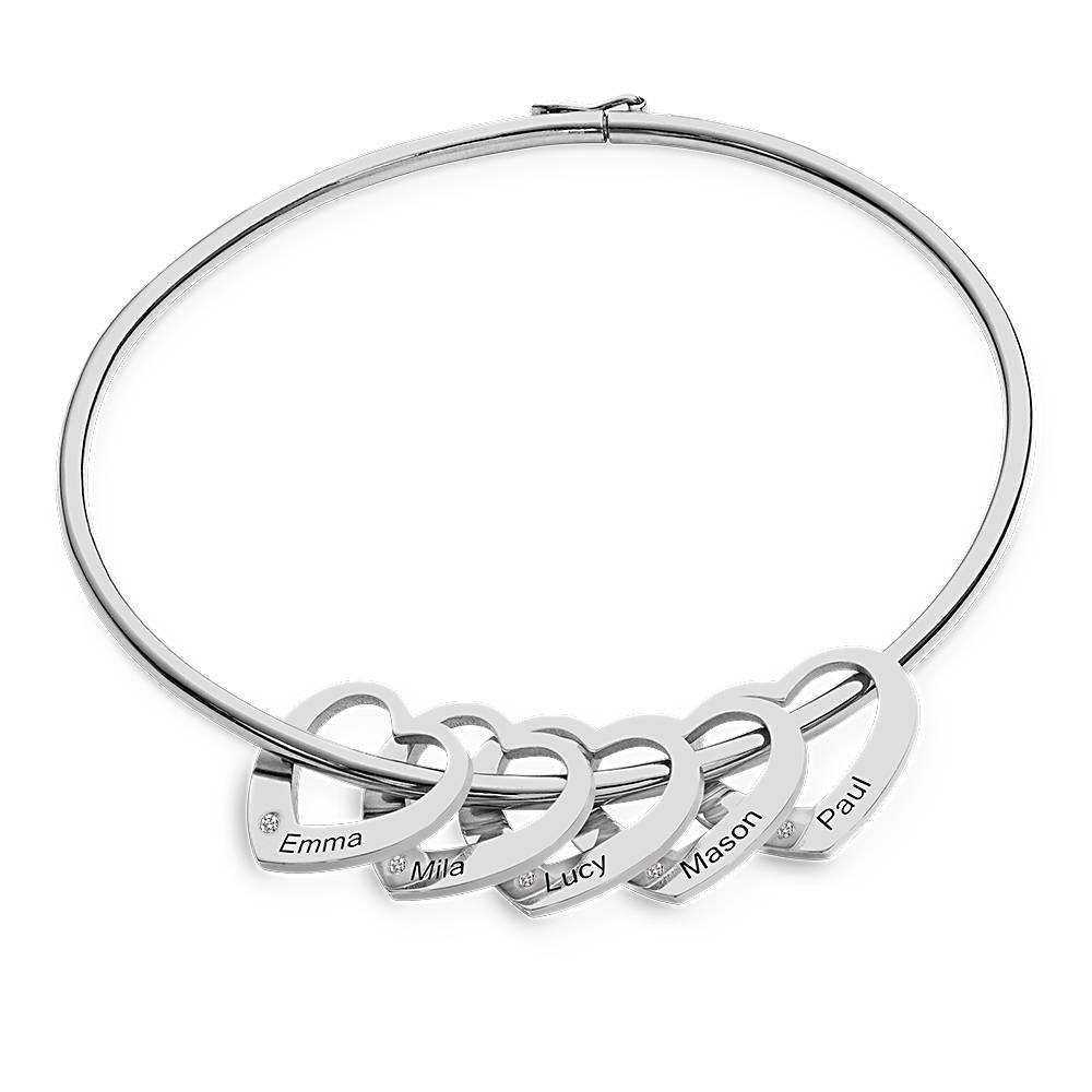 Chelsea Armreif mit Herz-Charms und Diamanten - Silber-2 Produktfoto