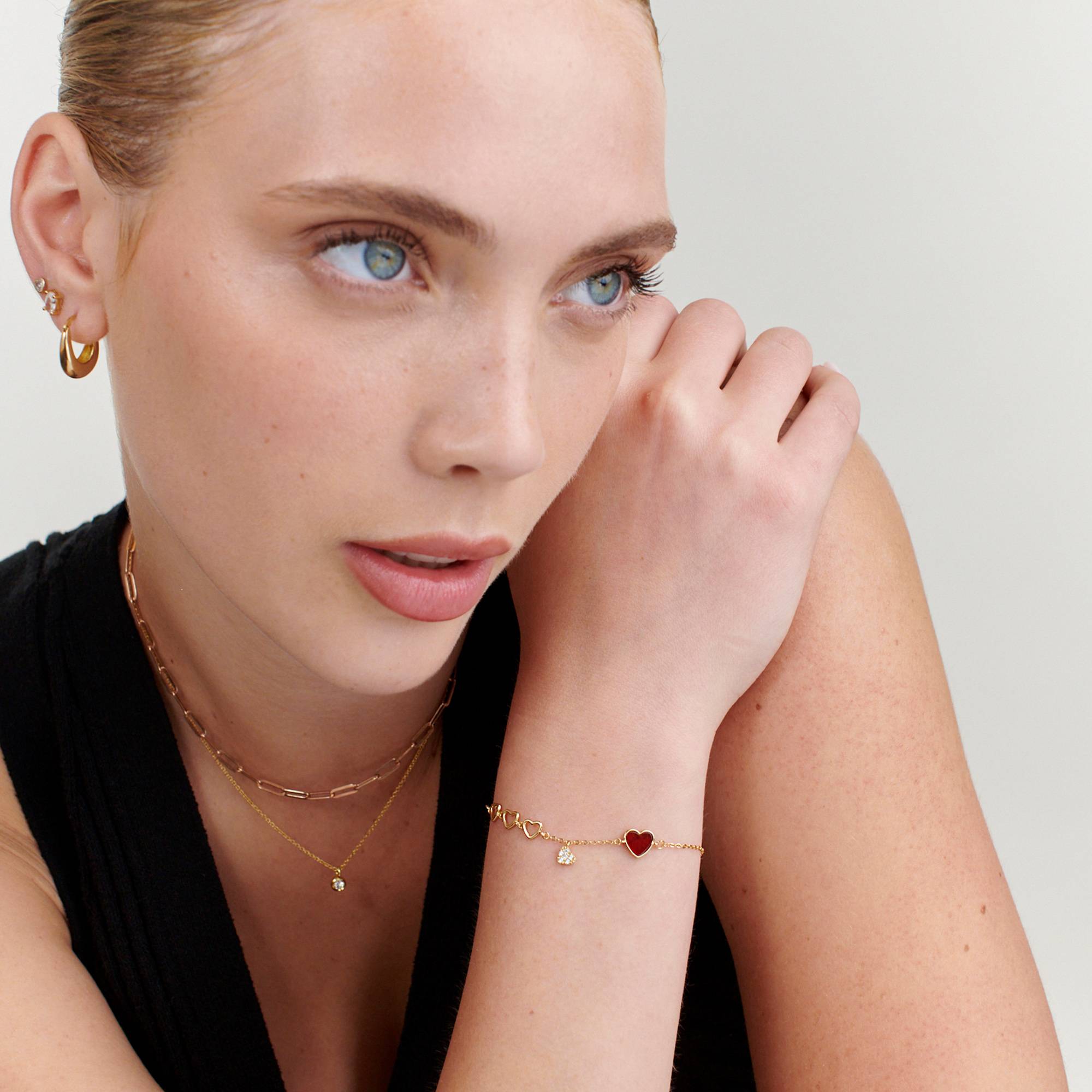 "Be Mine Red Heart" Herzarmband - Gold-Vermeil-3 Produktfoto