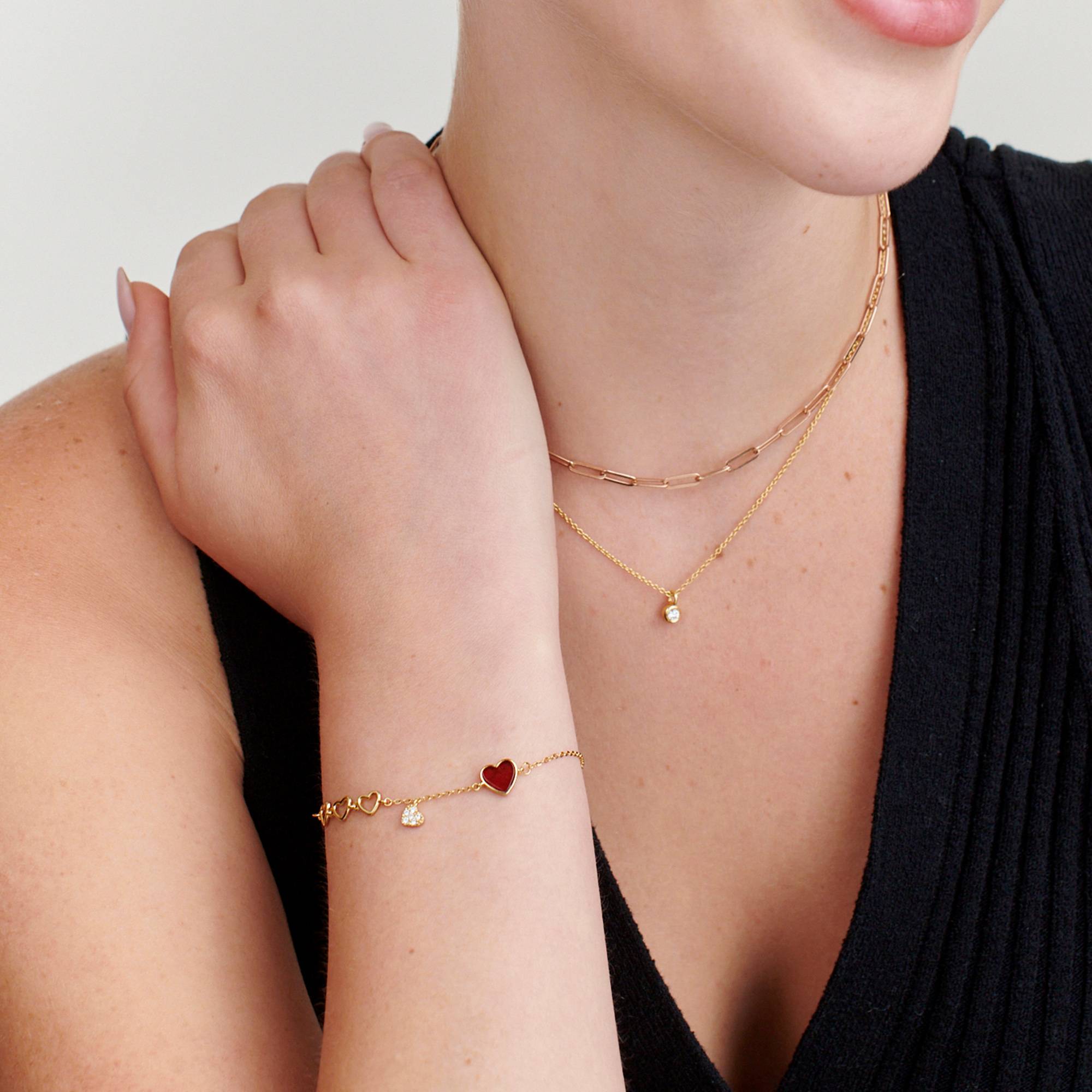 "Be Mine Red Heart" Herzarmband - Gold-Vermeil-1 Produktfoto