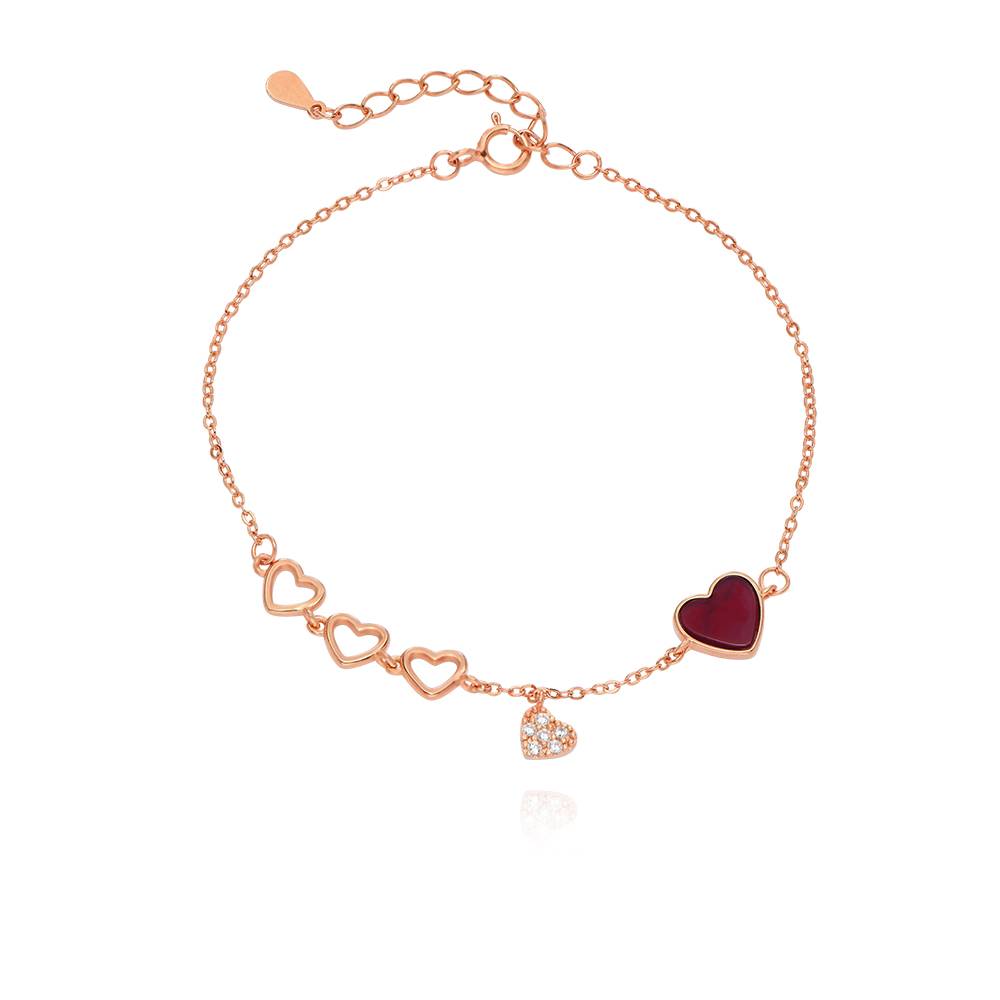 "Be Mine Red Heart" Herzarmband - rosévergoldetes Sterlingsilber-4 Produktfoto