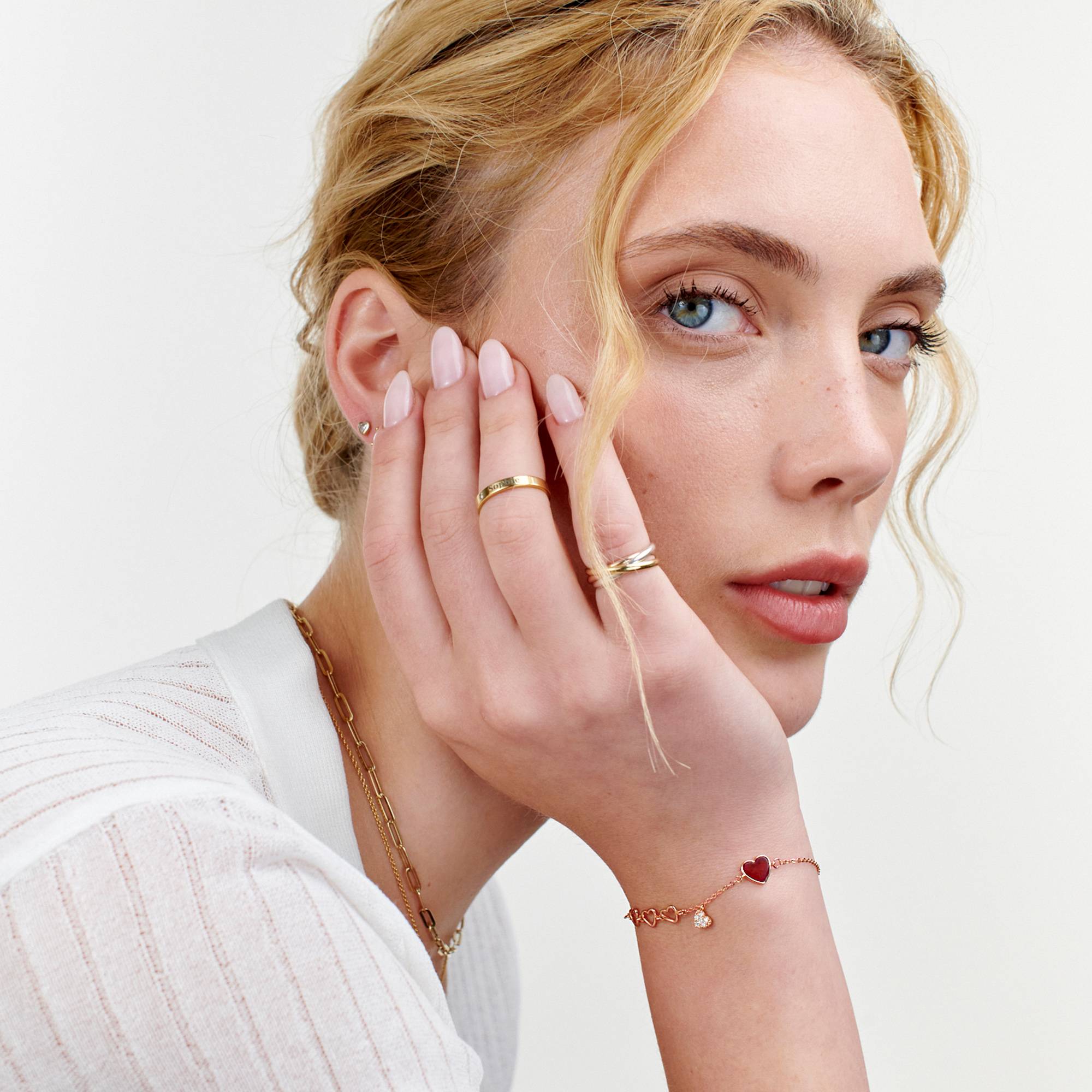 "Be Mine Red Heart" Herzarmband - rosévergoldetes Sterlingsilber-3 Produktfoto