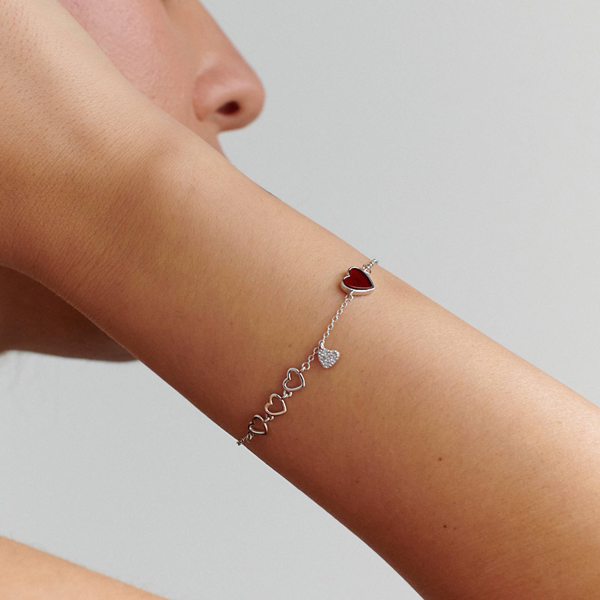 "Be Mine Red Heart" Herzarmband - 925er Sterlingsilber-4 Produktfoto