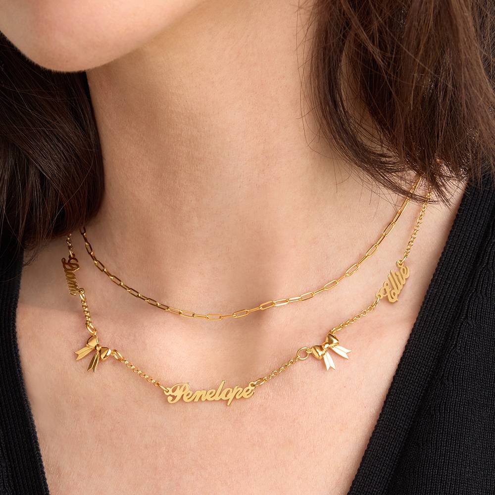 Mehrnamen-Kette Herzensband - Gold-Vermeil-1 Produktfoto