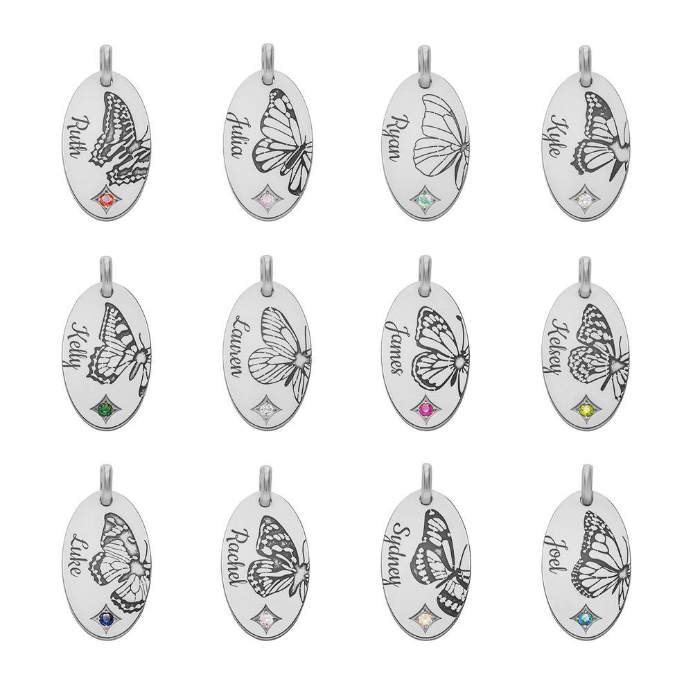 Lagenlook-Kette mit Schmetterling und Geburtsstein - Silber-5 Produktfoto