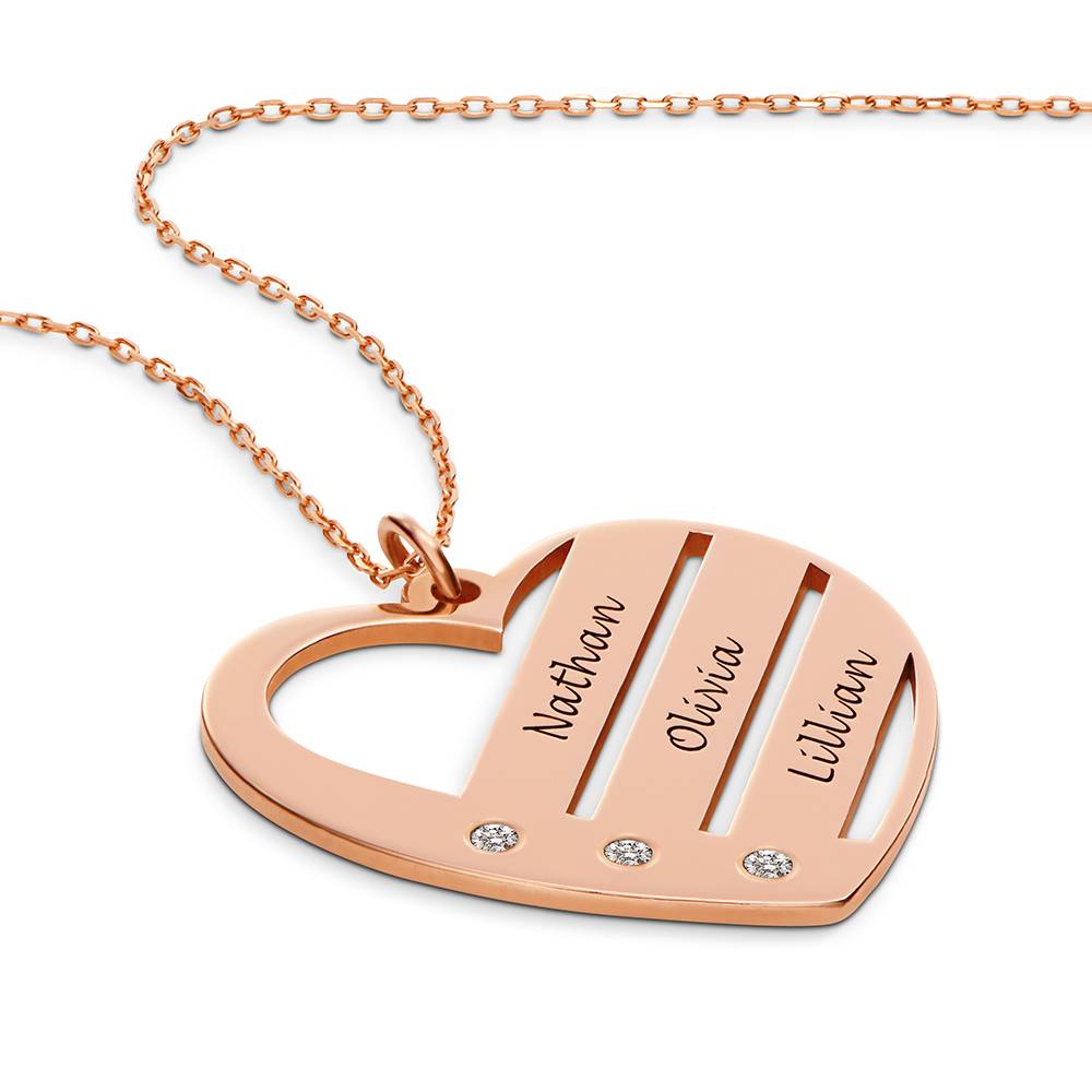 Terry Herzkette mit eingravierten Namen und Diamanten - - Rosévergoldet-6 Terry Herzkette mit eingravierten Namen und Diamanten - - Rosévergoldet-6 Produktfoto
