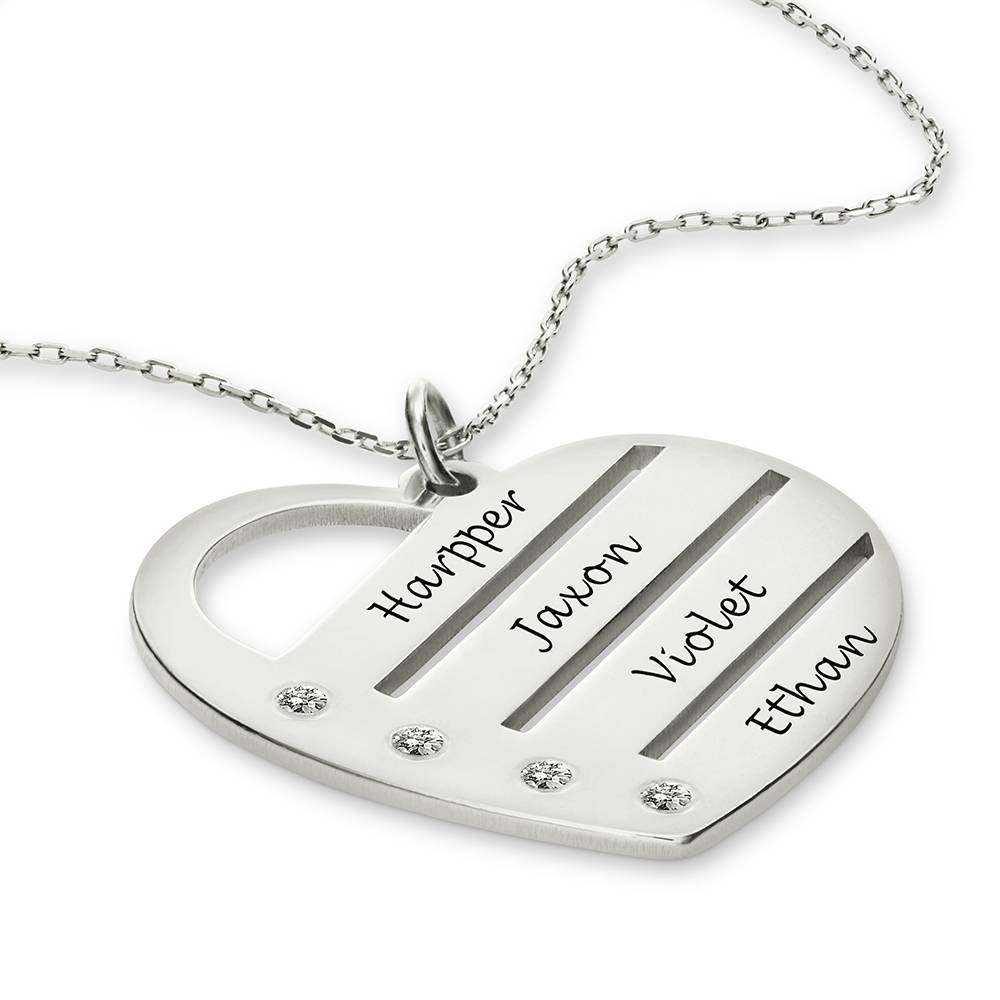 Terry Herzkette mit eingravierten Namen und Diamanten - Silber-5 Terry Herzkette mit eingravierten Namen und Diamanten - Silber-5 Produktfoto