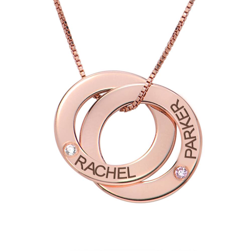Russische Ring-Halskette mit 2 Ringen und Geburtssteinen - - Rosévergoldet-2 Russische Ring-Halskette mit 2 Ringen und Geburtssteinen - - Rosévergoldet-2 Produktfoto