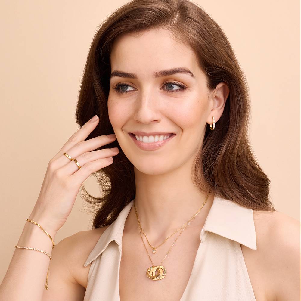 Russische Ring-Halskette mit 3 Ringen und Geburtssteinen - Gold-Vermeil-4 Produktfoto