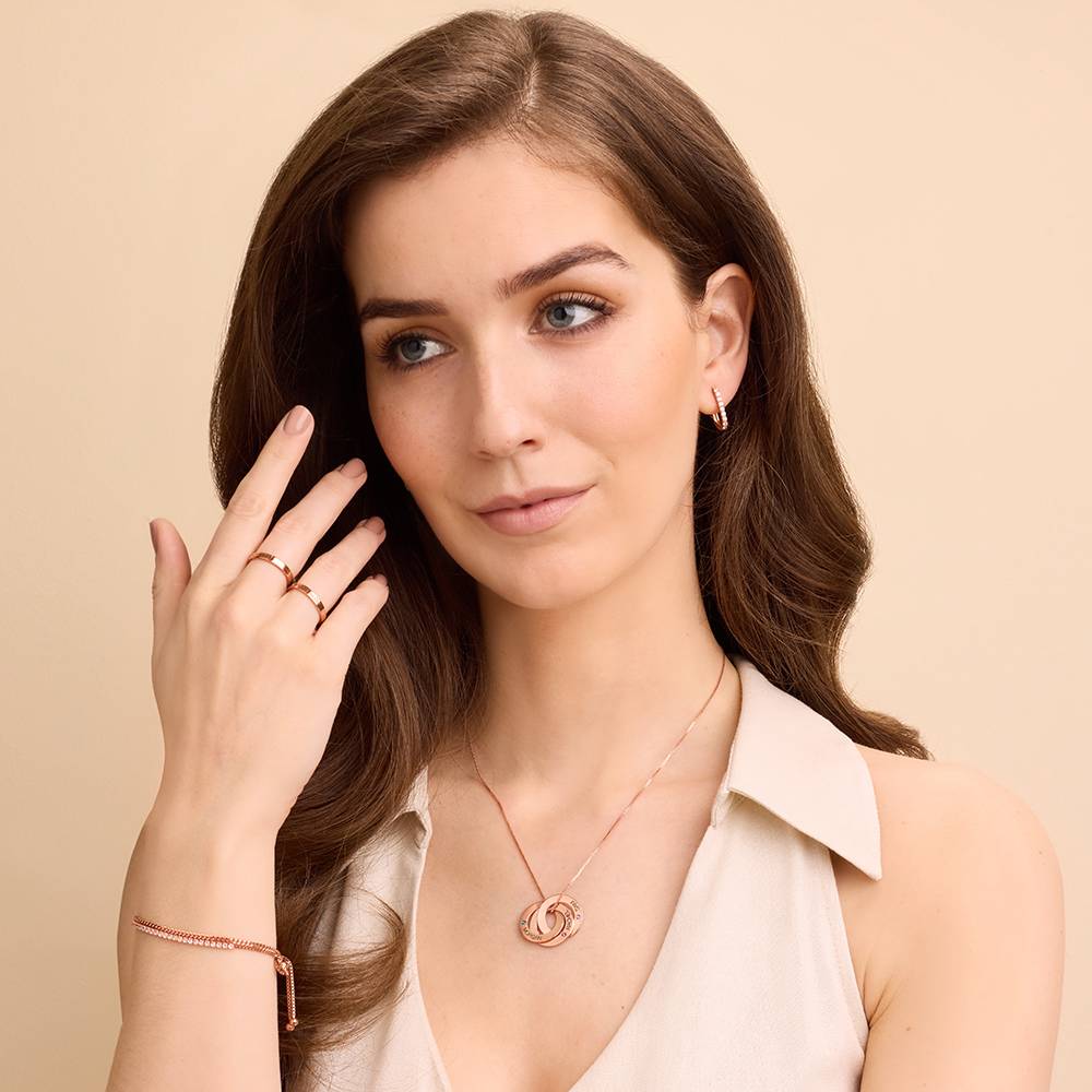Russische Ring-Halskette mit 3 Ringen und Geburtssteinen - - Rosévergoldet-5 Russische Ring-Halskette mit 3 Ringen und Geburtssteinen - - Rosévergoldet-5 Produktfoto