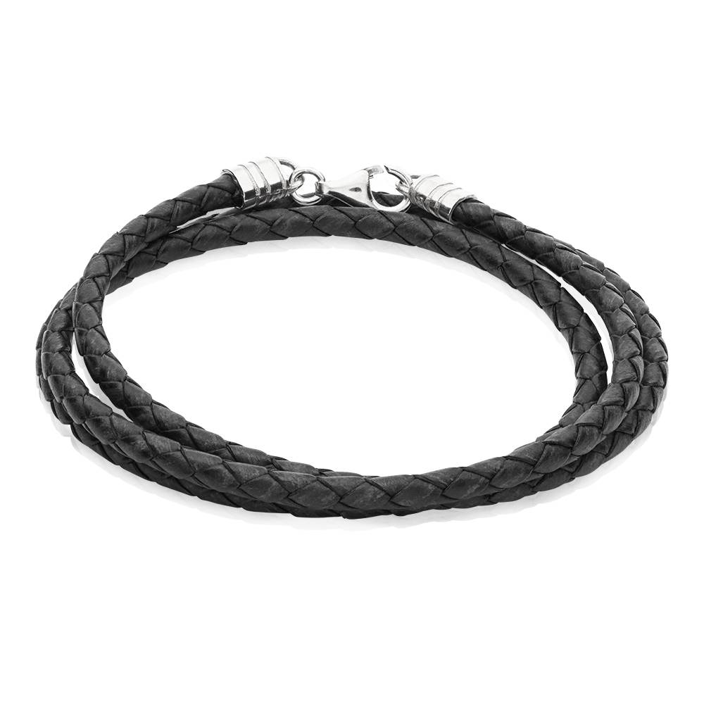 Schwarzes Lederband für Damen -  Silber-1 Produktfoto