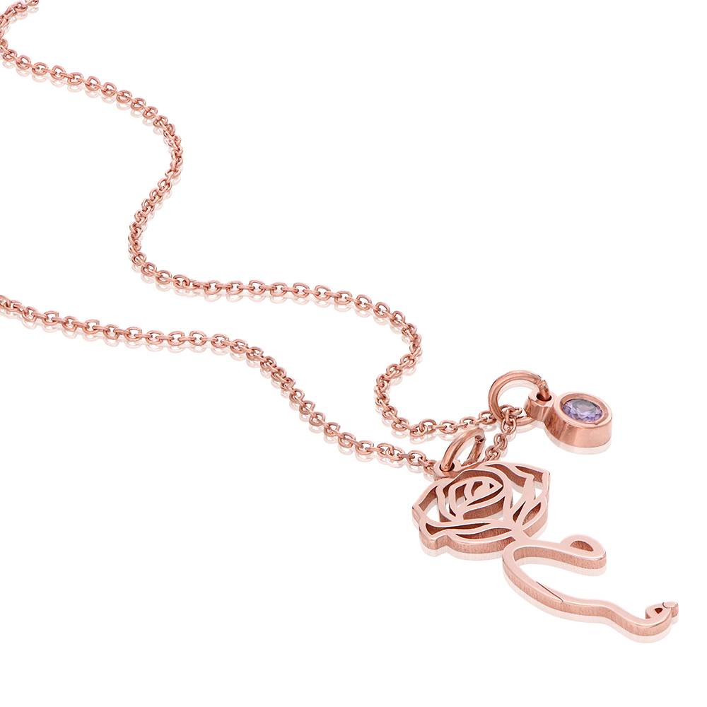 Blühende Geburtsblume arabische Namenskette mit Geburtsstein - rosévergoldetes Sterlingsilber-5 Blühende Geburtsblume arabische Namenskette mit Geburtsstein - rosévergoldetes Sterlingsilber-5 Produktfoto
