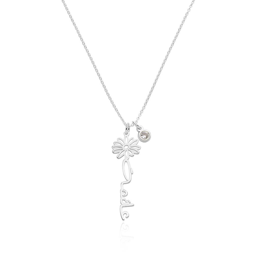 Blühende Geburtsblume arabische Namenskette mit Geburtsstein - in Silber-4 Blühende Geburtsblume arabische Namenskette mit Geburtsstein - in Silber-4 Produktfoto