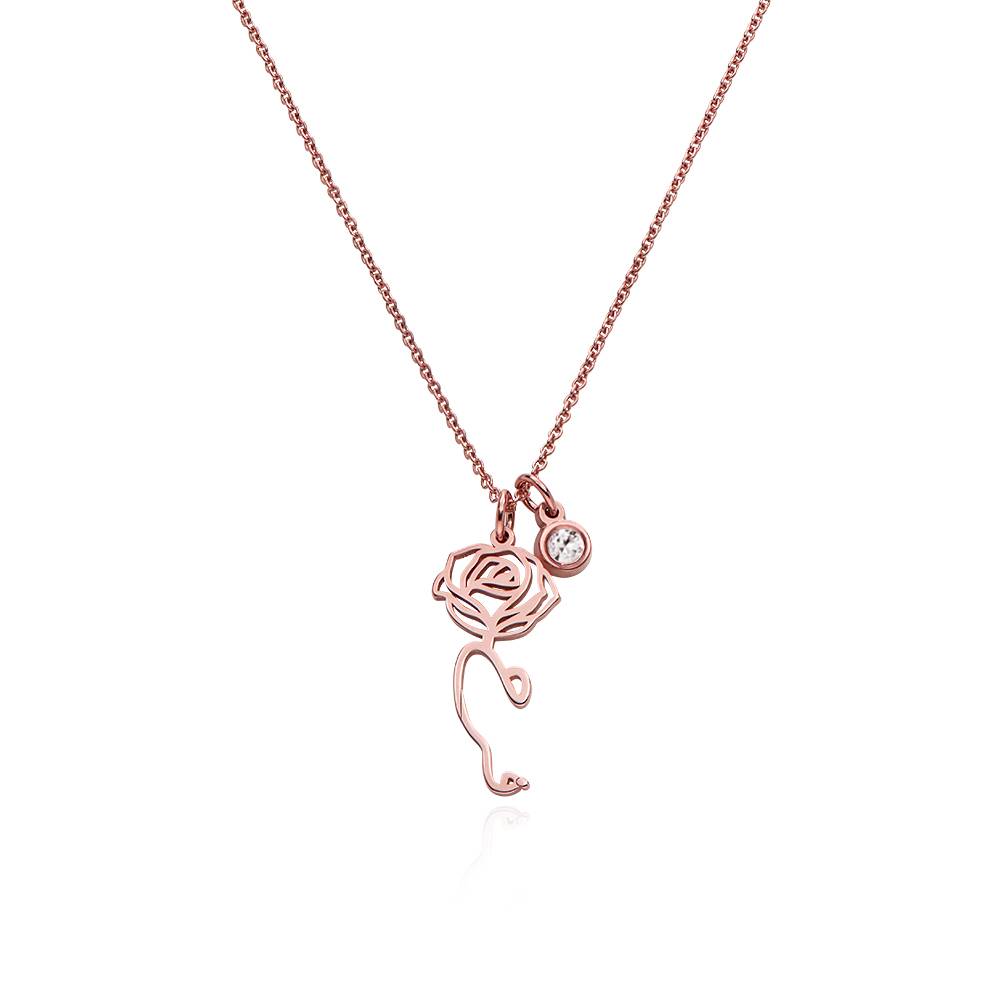 Blühende Geburtsblume arabische Namenskette mit Diamant - rosévergoldetes Sterlingsilber-4 Blühende Geburtsblume arabische Namenskette mit Diamant - rosévergoldetes Sterlingsilber-4 Produktfoto