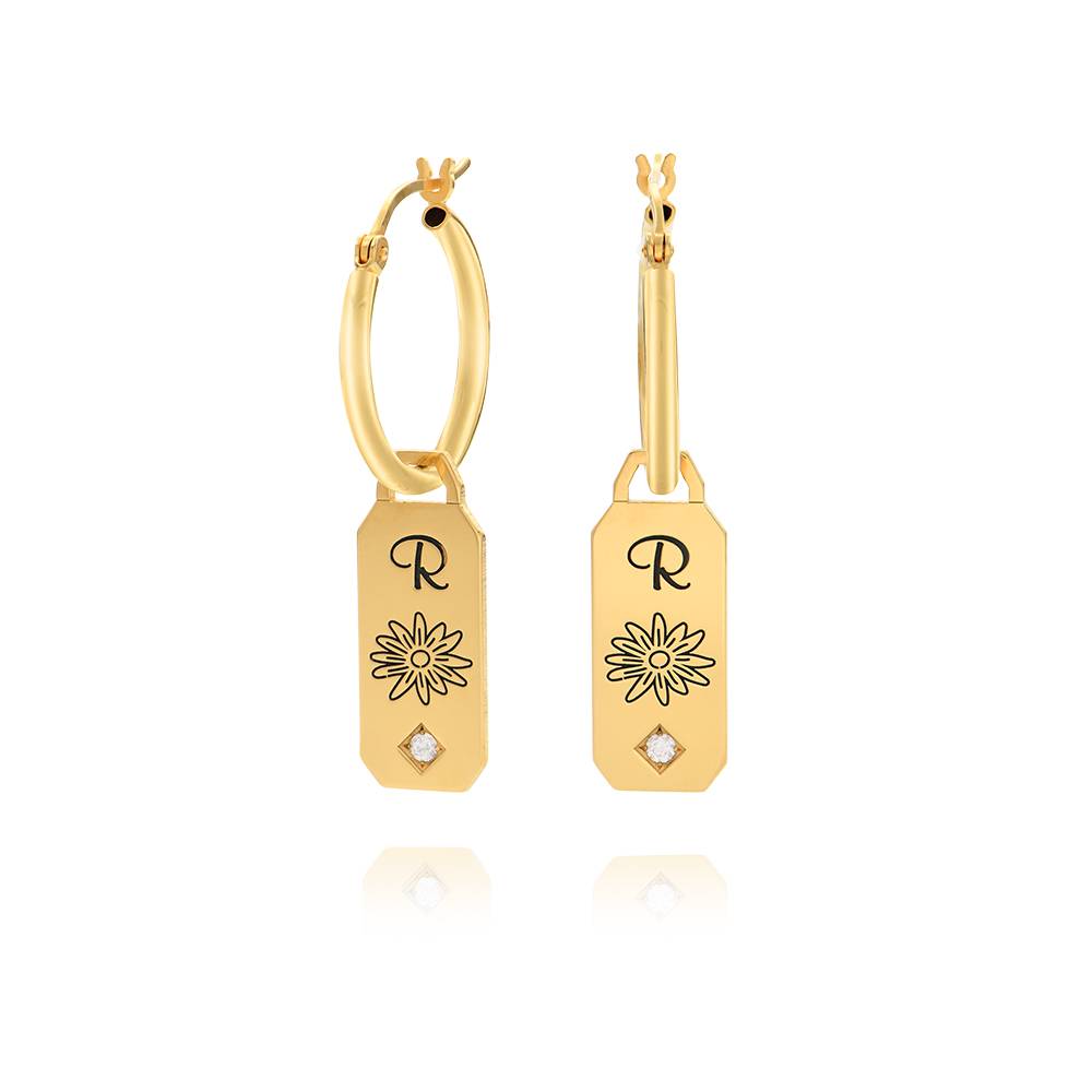 Blühende Geburtsblume Creolen mit Initialen und Geburtssteinen - Gold-Vermeil-1 Blühende Geburtsblume Creolen mit Initialen und Geburtssteinen - Gold-Vermeil-1 Produktfoto