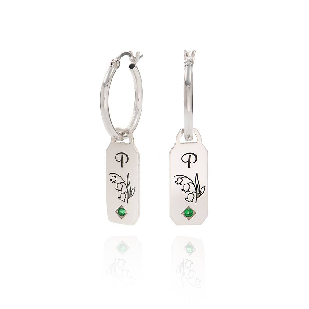 Blühende Geburtsblume Creolen mit Initialen und Geburtssteinen - 925er Sterlingsilber-1 Blühende Geburtsblume Creolen mit Initialen und Geburtssteinen - 925er Sterlingsilber-1 Produktfoto