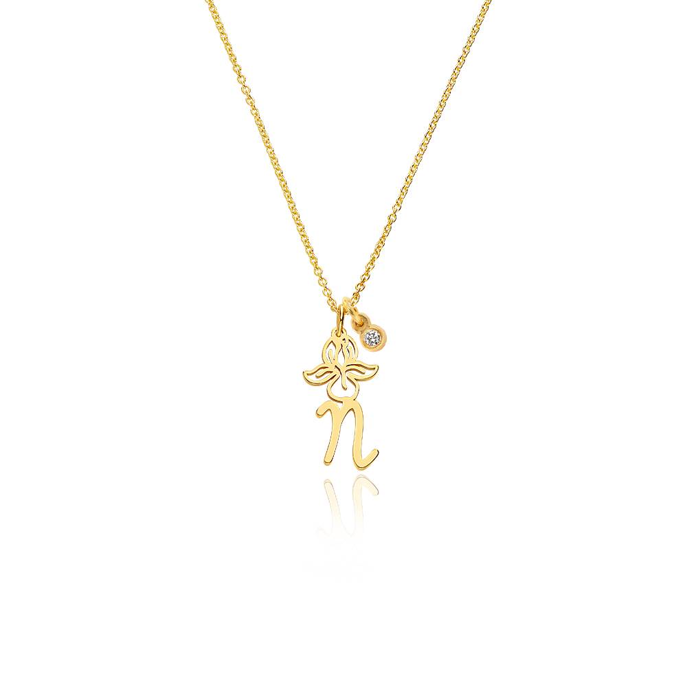 Blühende Geburtsblume Buchstabenkette mit Diamant - Gold-Vermeil-2 Blühende Geburtsblume Buchstabenkette mit Diamant - Gold-Vermeil-2 Produktfoto