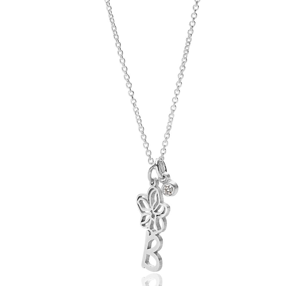 Blühende Geburtsblume Buchstabenkette mit Diamant - 925er Sterlingsilber-4 Blühende Geburtsblume Buchstabenkette mit Diamant - 925er Sterlingsilber-4 Produktfoto