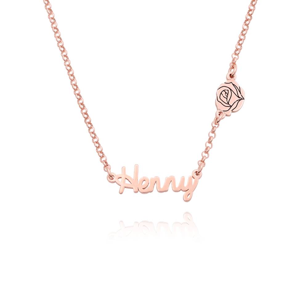 Blühende Geburtsblume Mehrnamen-Kette - Roségold-Vermeil-4 Produktfoto