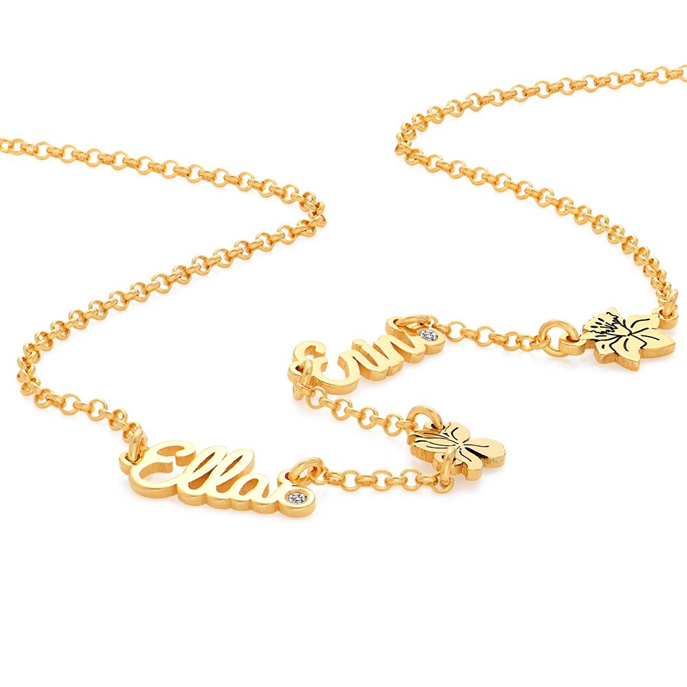 Blühende Geburtsblume Mehrnamen-Kette mit Geburtssteinen - vergoldetes Sterlingsilber-3 Blühende Geburtsblume Mehrnamen-Kette mit Geburtssteinen - vergoldetes Sterlingsilber-3 Produktfoto