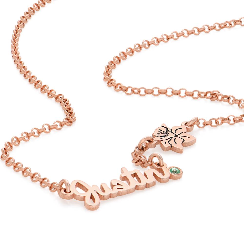 Blühende Geburtsblume Mehrnamen-Kette mit Geburtssteinen - rosévergoldetes Sterlingsilber-3 Blühende Geburtsblume Mehrnamen-Kette mit Geburtssteinen - rosévergoldetes Sterlingsilber-3 Produktfoto