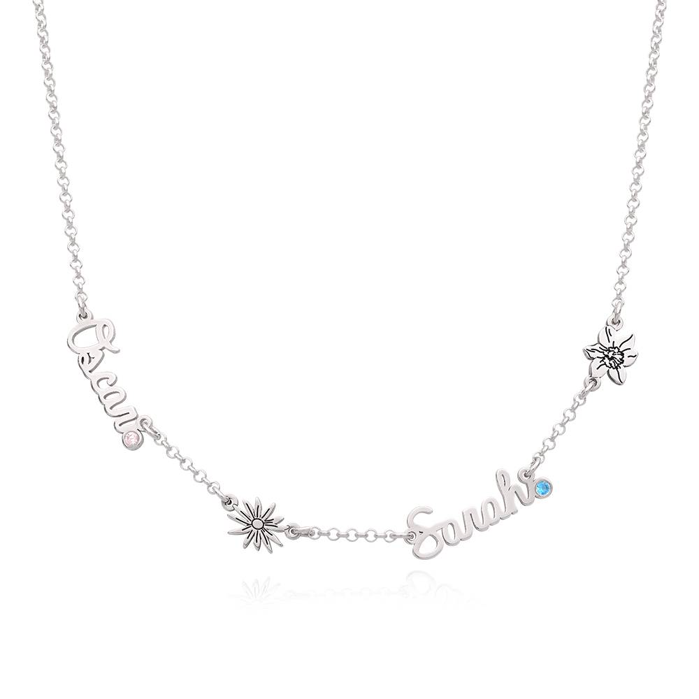 Blühende Geburtsblume Mehrnamen-Kette mit Geburtssteinen - 925er Sterlingsilber-3 Blühende Geburtsblume Mehrnamen-Kette mit Geburtssteinen - 925er Sterlingsilber-3 Produktfoto