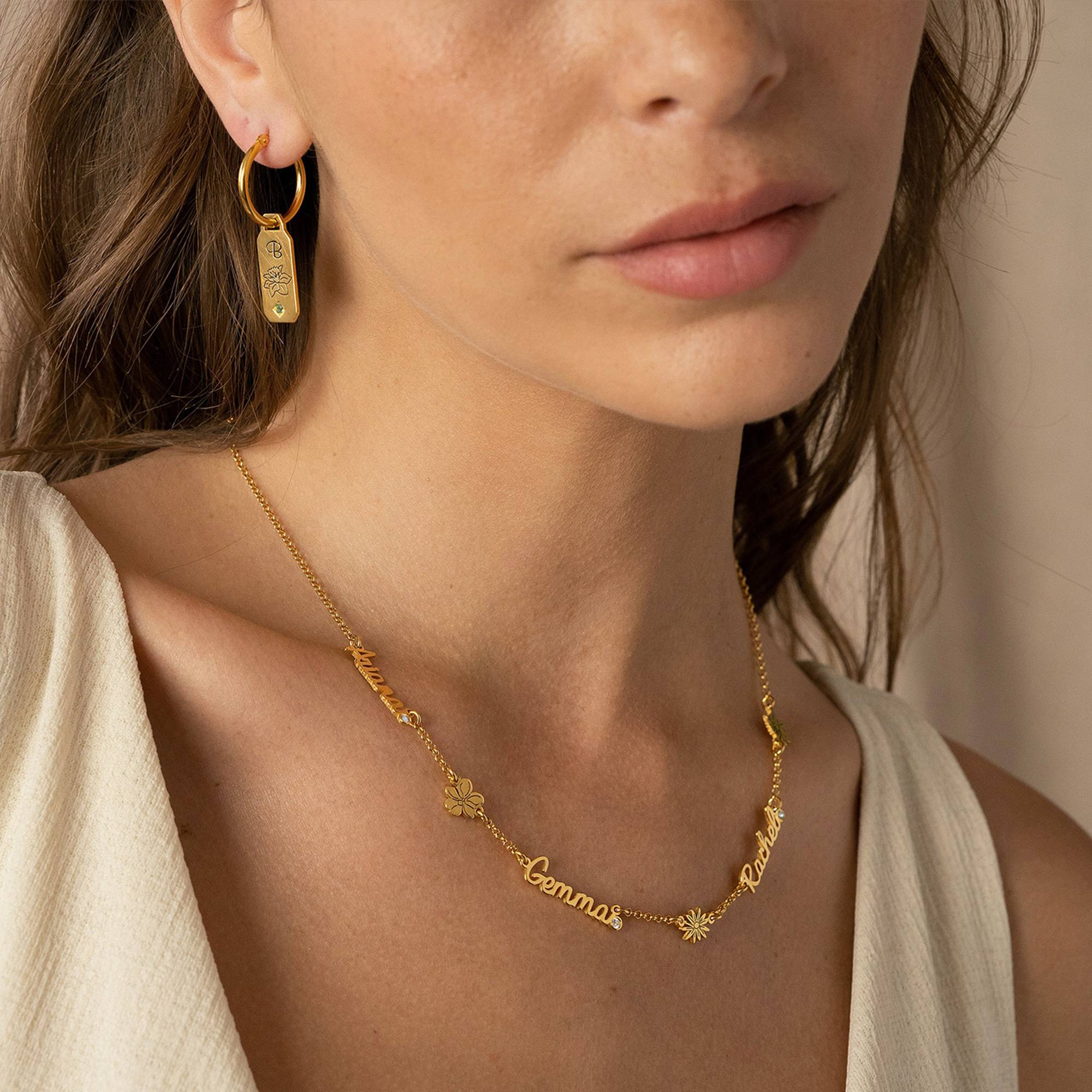 Blühende Geburtsblume Mehrnamen-Kette mit Diamanten - Gold-Vermeil-5 Blühende Geburtsblume Mehrnamen-Kette mit Diamanten - Gold-Vermeil-5 Produktfoto