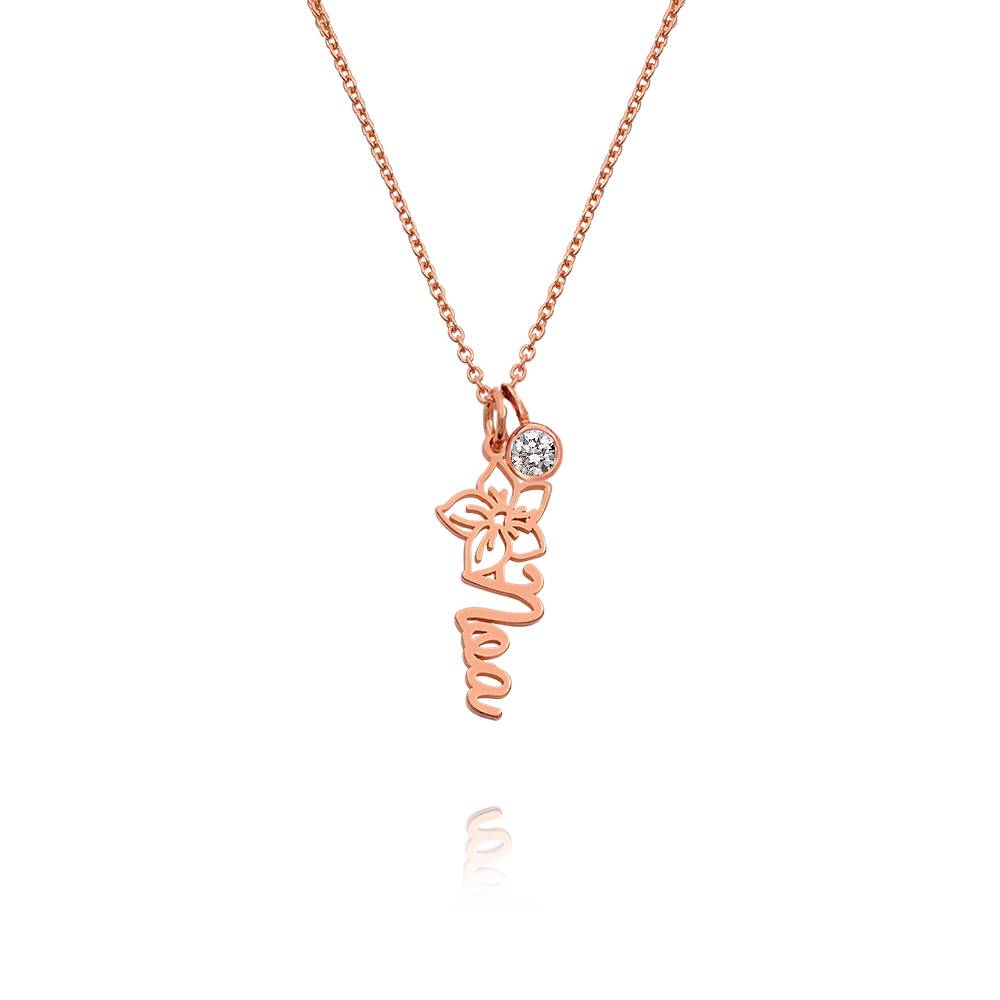 Blühende Geburtsblume Namenskette mit 0,25 ct Diamant - rosévergoldetes Sterlingsilber-2 Blühende Geburtsblume Namenskette mit 0,25 ct Diamant - rosévergoldetes Sterlingsilber-2 Produktfoto