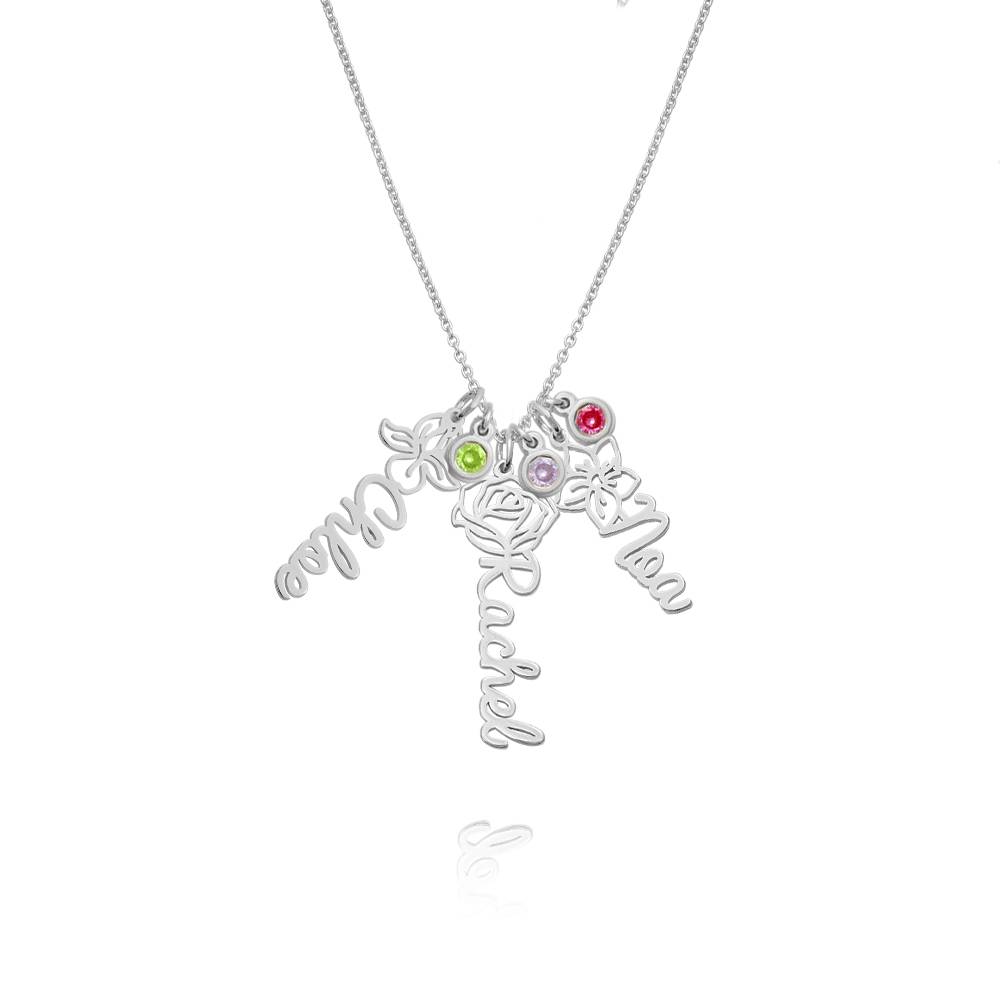 Blühende Geburtsblume Namenskette mit Geburtsstein - Silber-5 Blühende Geburtsblume Namenskette mit Geburtsstein - Silber-5 Produktfoto