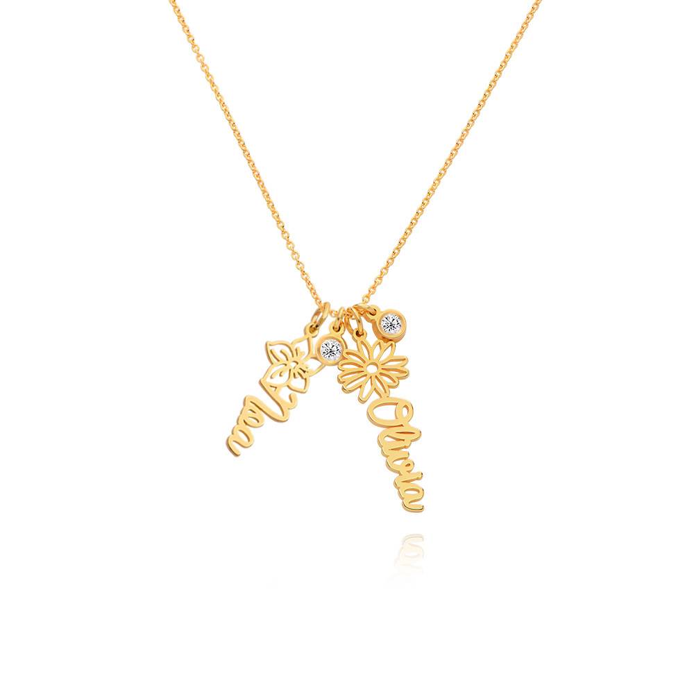 Blühende Geburtsblume Namenskette mit Diamant - Vergoldet-3 Blühende Geburtsblume Namenskette mit Diamant - Vergoldet-3 Produktfoto