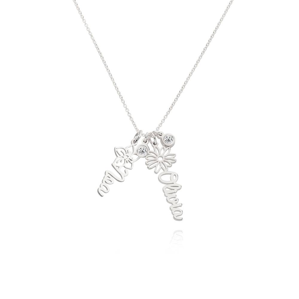 Blühende Geburtsblume Namenskette mit Diamant - Silber-5 Blühende Geburtsblume Namenskette mit Diamant - Silber-5 Produktfoto