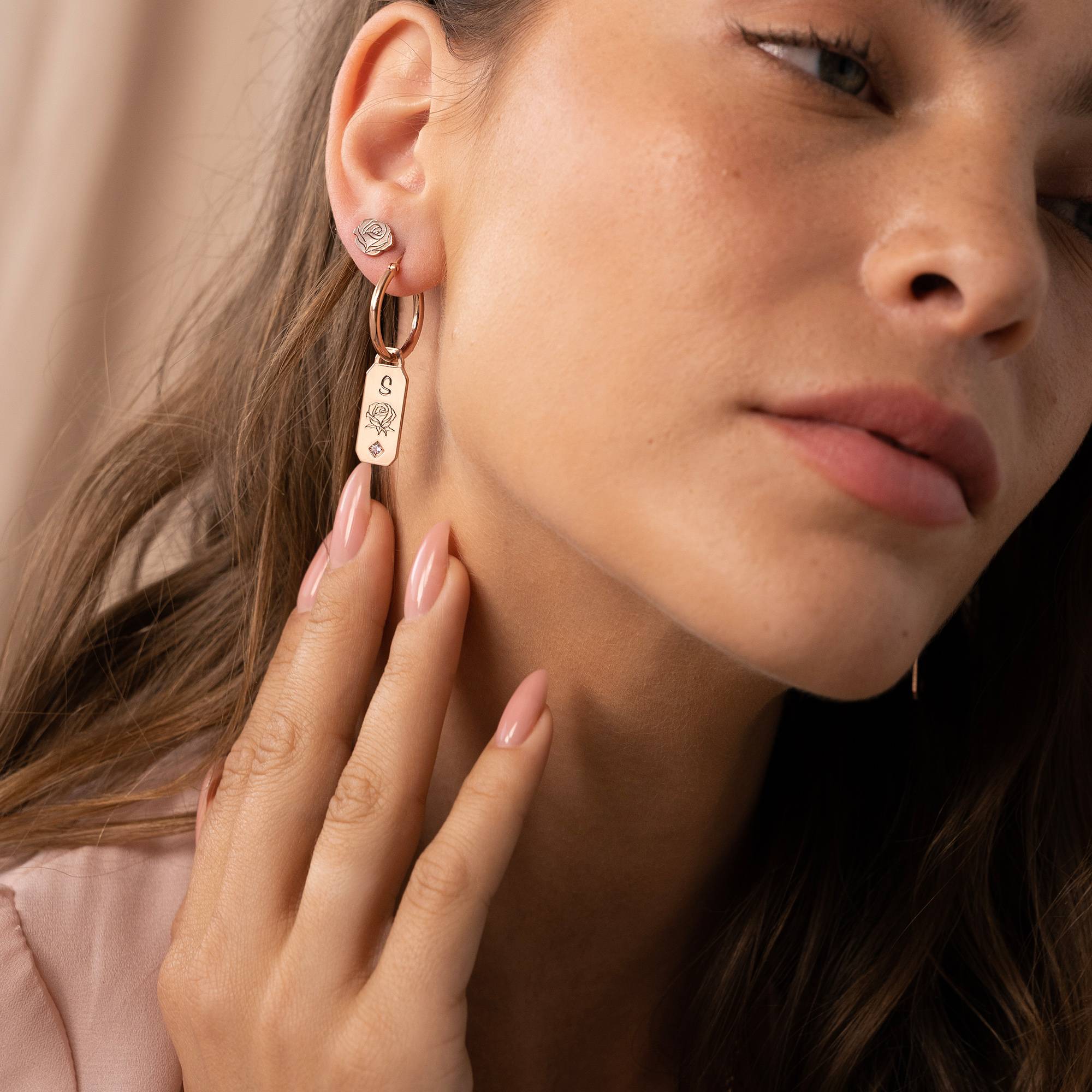 Blühende Geburtsblume Ohrstecker - rosévergoldetes Sterlingsilber-3 Blühende Geburtsblume Ohrstecker - rosévergoldetes Sterlingsilber-3 Produktfoto