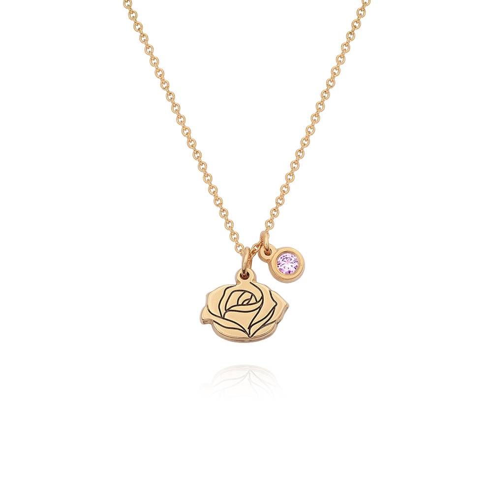 Blühende Geburtsblume Initial-Kette mit Geburtsstein für Mädchen - vergoldetes Sterlingsilber-1 Blühende Geburtsblume Initial-Kette mit Geburtsstein für Mädchen - vergoldetes Sterlingsilber-1 Produktfoto