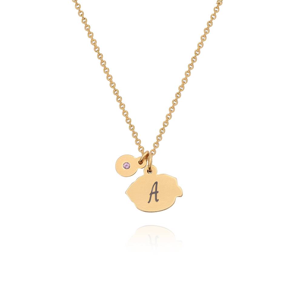Blühende Geburtsblume Initial-Kette mit Geburtsstein für Mädchen - vergoldetes Sterlingsilber-4 Blühende Geburtsblume Initial-Kette mit Geburtsstein für Mädchen - vergoldetes Sterlingsilber-4 Produktfoto