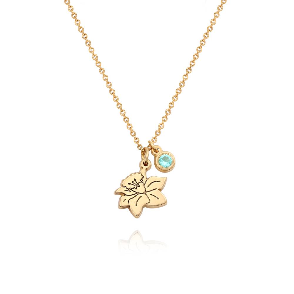 Blühende Geburtsblume Initial-Kette mit Geburtsstein für Mädchen - Gold-Vermeil-4 Blühende Geburtsblume Initial-Kette mit Geburtsstein für Mädchen - Gold-Vermeil-4 Produktfoto