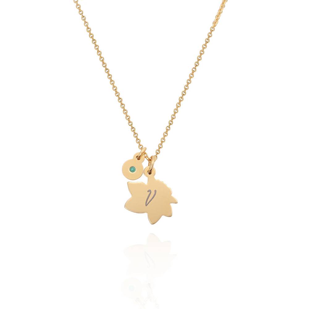 Blühende Geburtsblume Initial-Kette mit Geburtsstein für Mädchen - Gold-Vermeil-6 Blühende Geburtsblume Initial-Kette mit Geburtsstein für Mädchen - Gold-Vermeil-6 Produktfoto