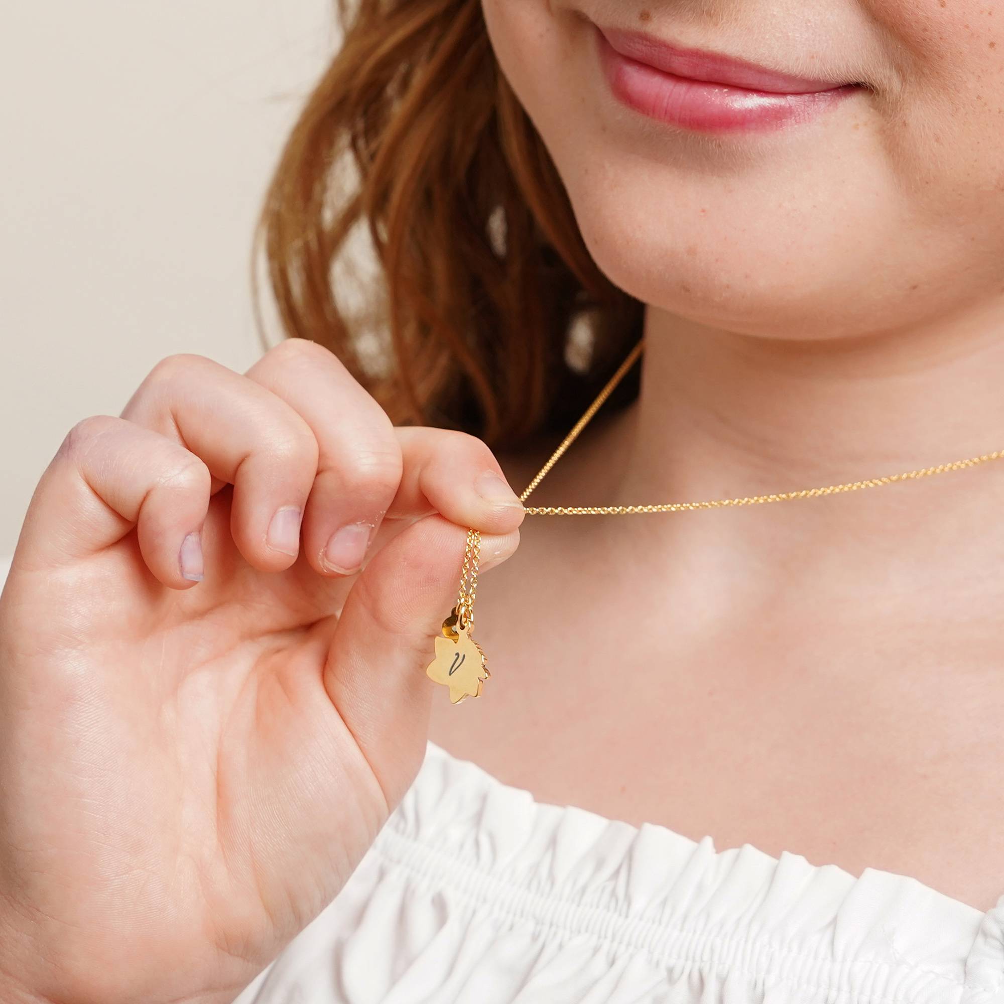 Blühende Geburtsblume Initial-Kette mit Geburtsstein für Mädchen - Gold-Vermeil-8 Blühende Geburtsblume Initial-Kette mit Geburtsstein für Mädchen - Gold-Vermeil-8 Produktfoto