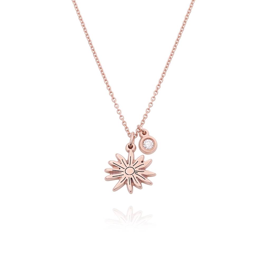 Blühende Geburtsblume Initial-Kette mit Geburtsstein für Mädchen - rosévergoldetes Sterlingsilber-1 Blühende Geburtsblume Initial-Kette mit Geburtsstein für Mädchen - rosévergoldetes Sterlingsilber-1 Produktfoto