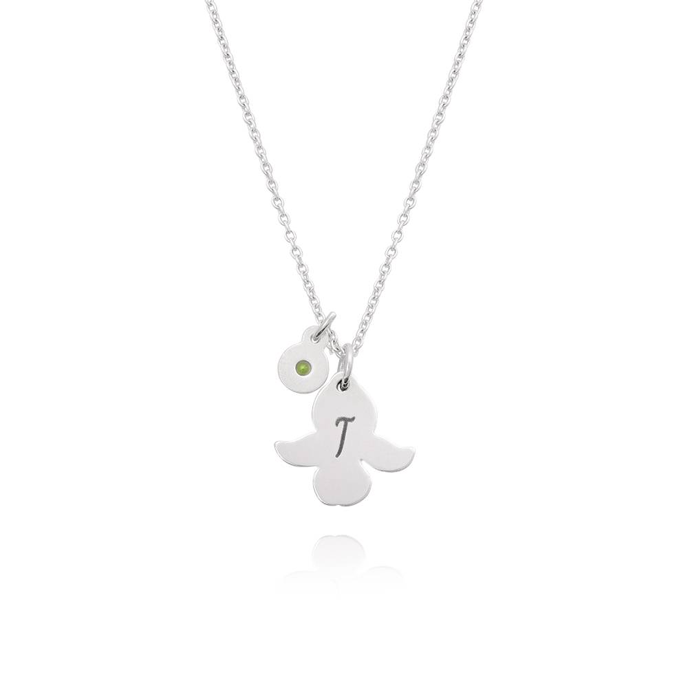 Blühende Geburtsblume Initial-Kette mit Geburtsstein für Mädchen - in Silber X-3 Blühende Geburtsblume Initial-Kette mit Geburtsstein für Mädchen - in Silber X-3 Produktfoto