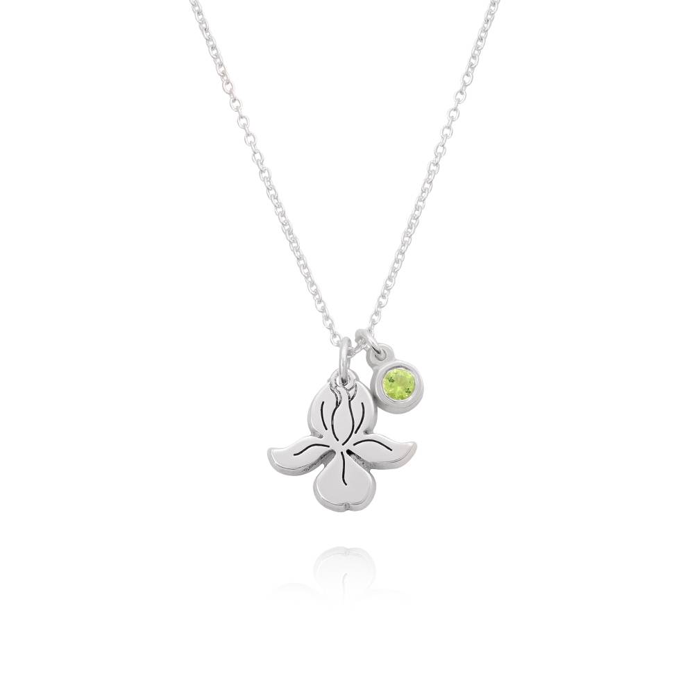 Blühende Geburtsblume Initial-Kette mit Geburtsstein für Mädchen - in Silber X-1 Blühende Geburtsblume Initial-Kette mit Geburtsstein für Mädchen - in Silber X-1 Produktfoto