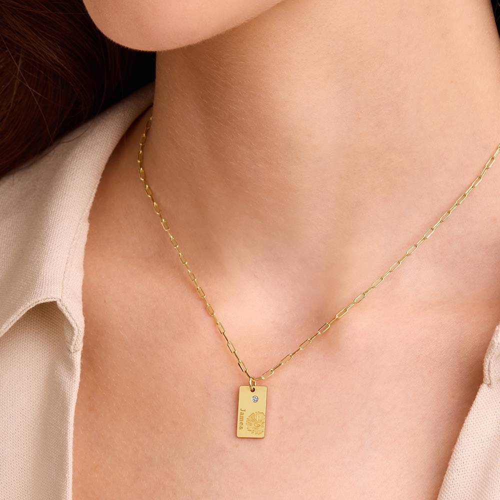 Blüten-Gliederkette mit Geburtsblume und Diamant  - 585er Gelbgold-5 Produktfoto