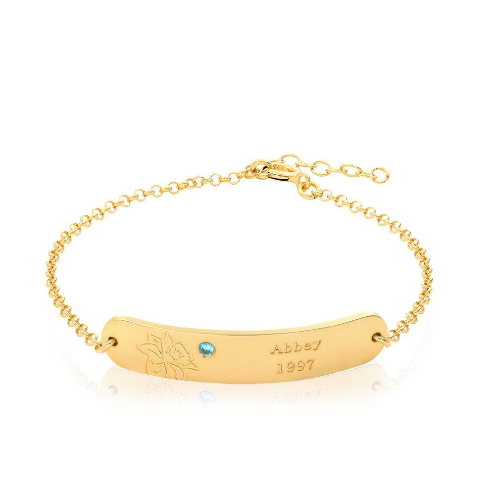 Blütenarmband mit Geburtsblume und Geburtsstein - vergoldetes Sterlingsilber-2 Blütenarmband mit Geburtsblume und Geburtsstein - vergoldetes Sterlingsilber-2 Produktfoto
