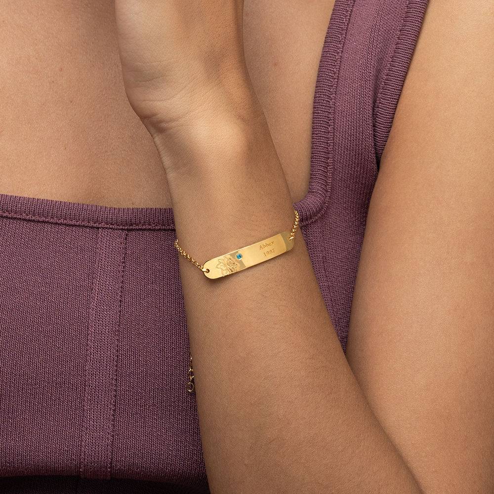Blütenarmband mit Geburtsblume und Geburtsstein - vergoldetes Sterlingsilber-1 Blütenarmband mit Geburtsblume und Geburtsstein - vergoldetes Sterlingsilber-1 Produktfoto