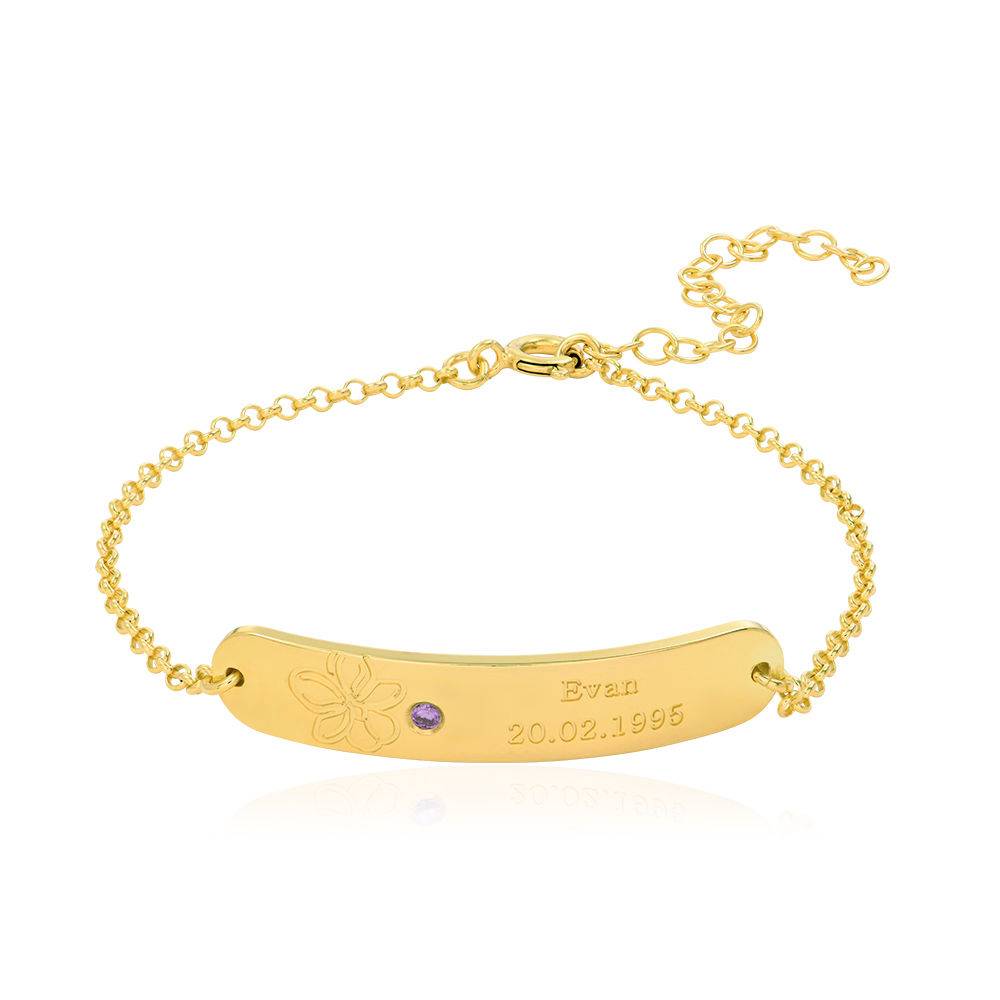 Blütenarmband mit Geburtsblume und Geburtsstein - Gold-Vermeil-1 Blütenarmband mit Geburtsblume und Geburtsstein - Gold-Vermeil-1 Produktfoto