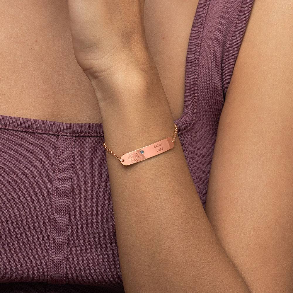 Blütenarmband mit Geburtsblume und Geburtsstein - rosévergoldetes Sterlingsilber-1 Blütenarmband mit Geburtsblume und Geburtsstein - rosévergoldetes Sterlingsilber-1 Produktfoto